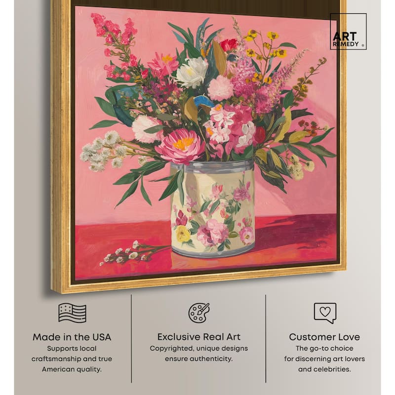 Pink Floral Tin Canvas by Art Remedy