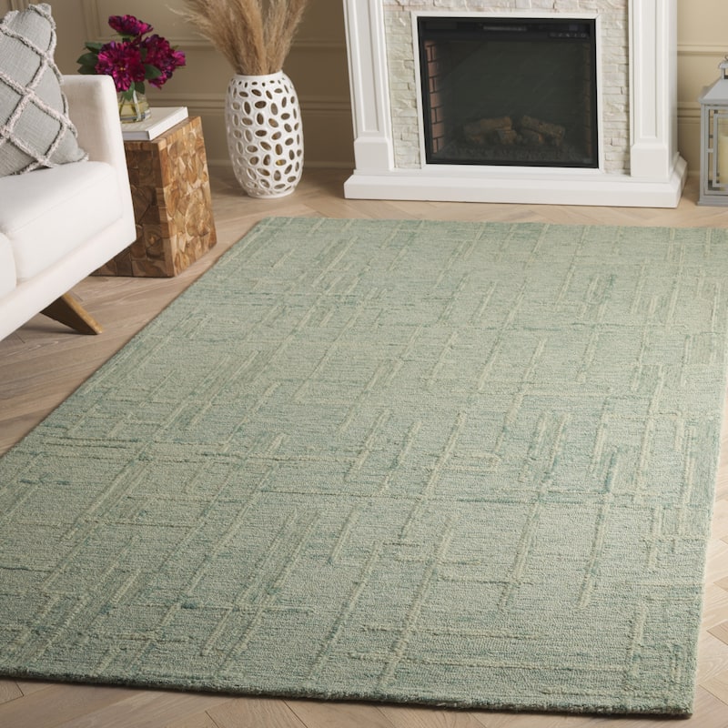 SAFAVIEH Handmade Ebony Agostina Modern & Contemporary Wool Rug - 6' Square - Green