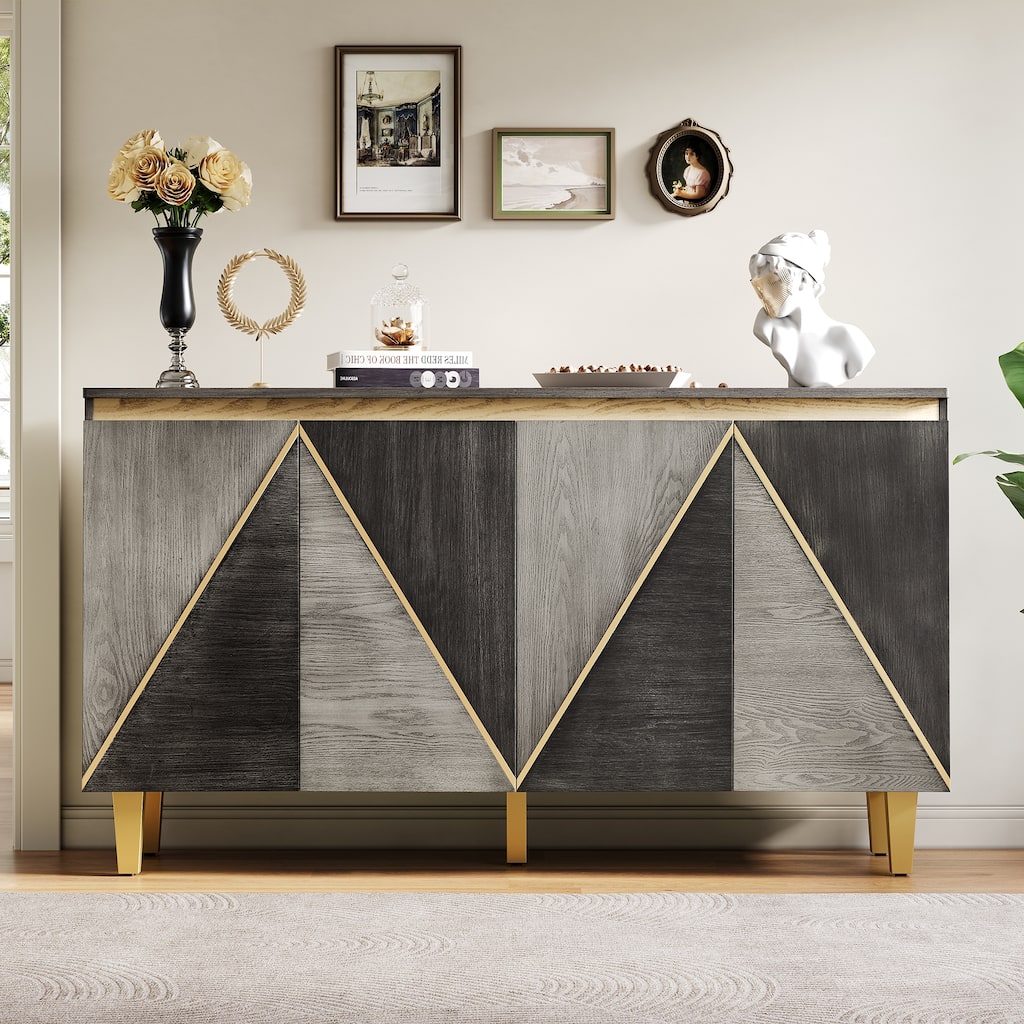 Mid-Century Art Deco 4-Door Sideboard with Adjustable Storage by Harper&Bright Designs
