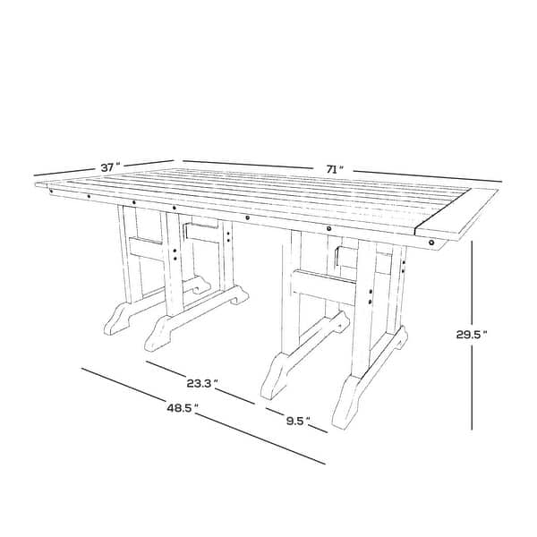 Laguna Hdpe All Weather Outdoor Patio 71" Rectangular Dining Table