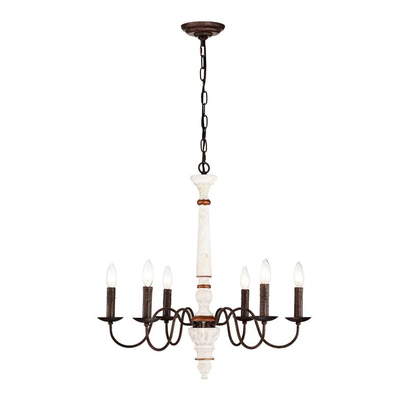 Retro 6-Light Candlestick Design Chandelier, Height Adjustable, for Dining Room, Kitchen, Living Room and Bedroom