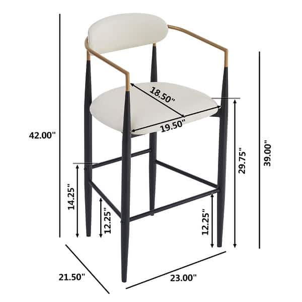 dimension image slide 2 of 4, Christopher Knight Home Elmore Fabric and Iron 30 Inch Barstools (Set of 2)