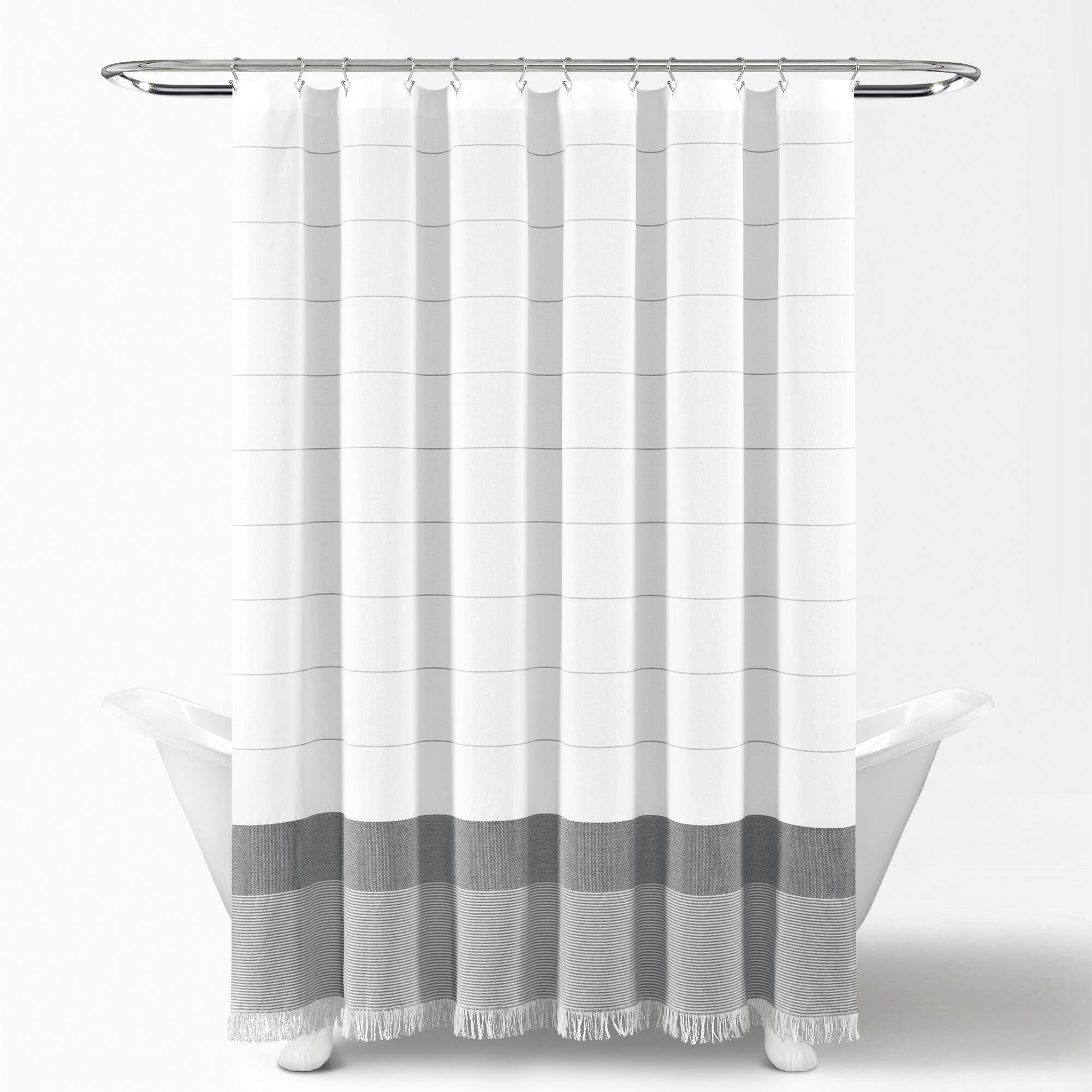 Lush Decor Stripe Yarn Dyed Tassel Fringe Woven Cotton Shower Curtain Bed Bath & Beyond 31272531