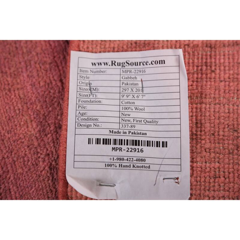 Modern Pink Gabbeh Oriental Area Rug Handmade Wool Carpet - 6'7" x 9'9"