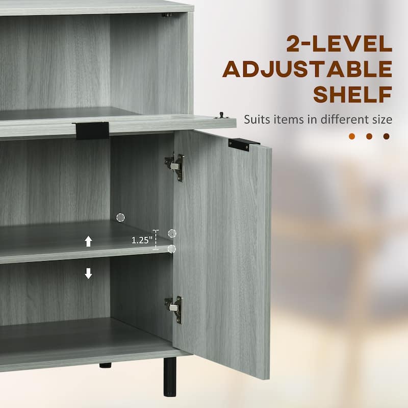 HOMCOM Industrial Buffet Cabinet, Kitchen Sideboard with Metal Grid Flip Drawer, 2-Tier Cabinet, Adjustable Shelf