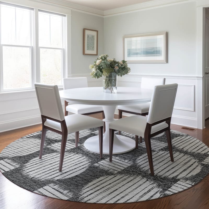 Premium Washable Super Soft Contemporary Geo Mayfield Rug - Gray - 8' x 8' - Round