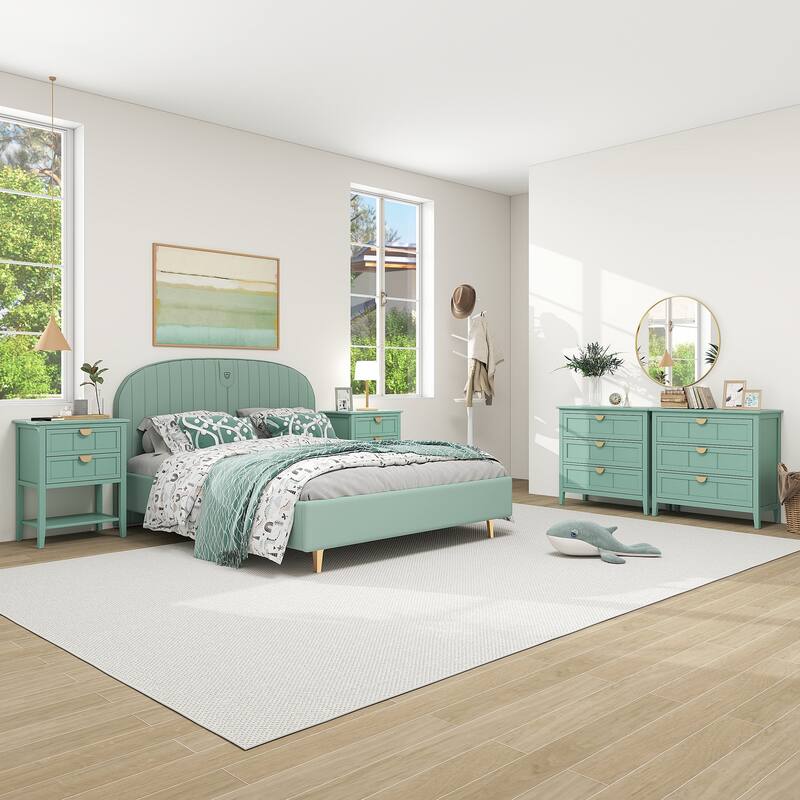 2 Drawer Side table with Bottom Open Shelf and Semi-circular Handle
