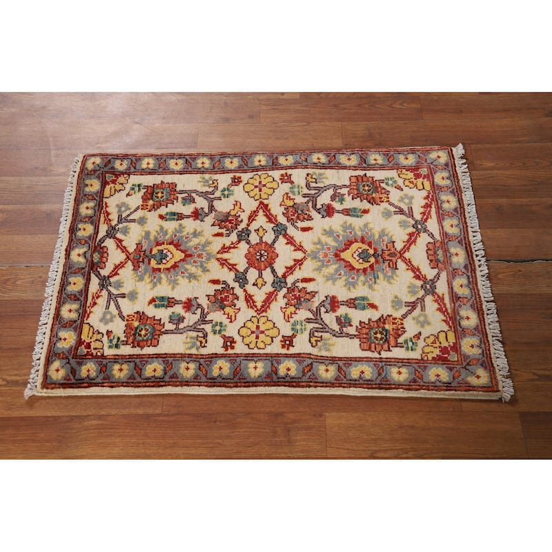 Floral Kazak Oriental Foyer Rug Hand-Knotted Wool Carpet - 2'0" x 3'0"
