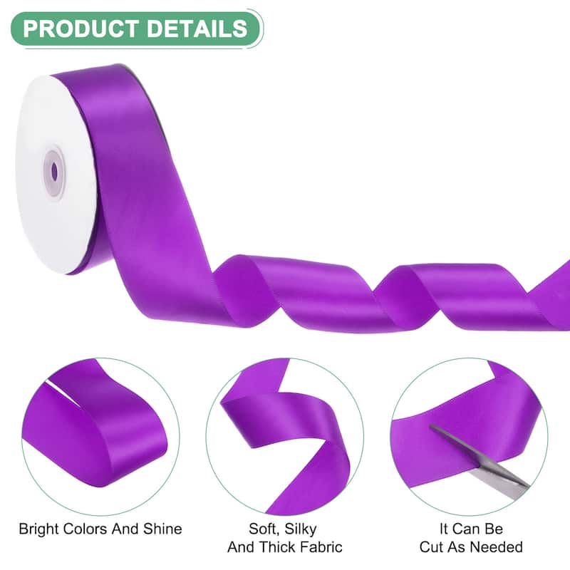 Satin Ribbon 50 Yards 1-1/2" Wide Polyester Fabric Ribbon Decoration - Dark purple