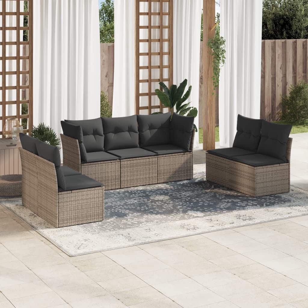 vidaXL Garden Sofa Set Grey PE rattan Large Removable Covers - 24.4 x 24.4 x 27.2