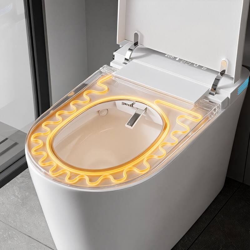 Smart Toilet with Auto Open Lid, Heated Seat & Bidet, One Piece Intelligent Toilet with Remote Control