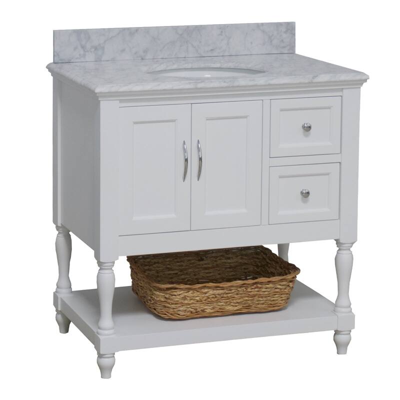 KitchenBathCollection Beverly 36" BathroomVanity w/ Carrara Marble Top