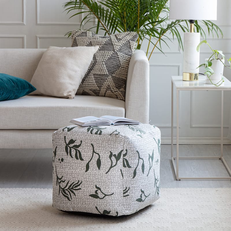 Jani Frangipani Indoor/Outdoor Square Pouf Ottoman - 18" x 18"