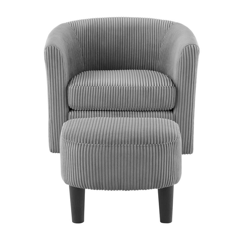 360° Swivel Accent Chair with Ottoman, Barrel Chair with Upholstered