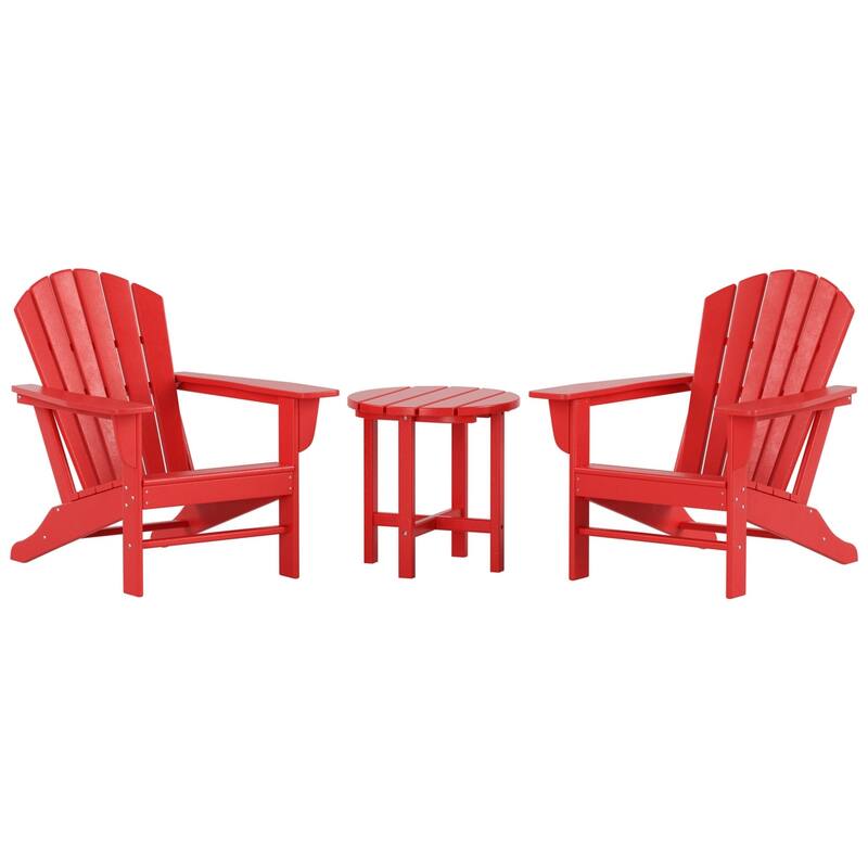 Altura Classic Outdoor Eco-Friendly All Weather Adirondack Chairs with Side Table (3-Piece Set)