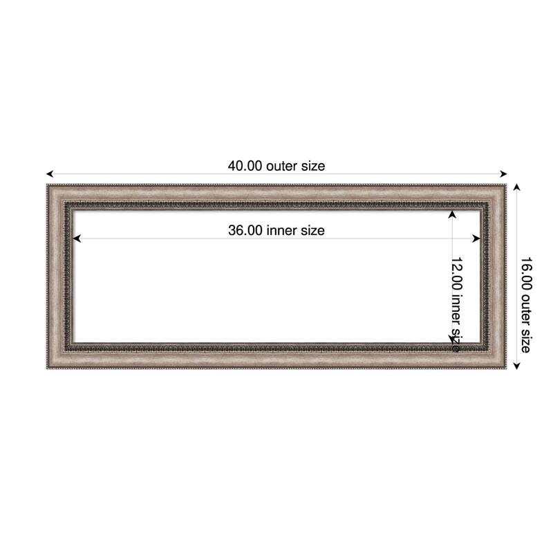 Amanti Art Lyla Ornate Silver Framed Dry Erase Magnetic Board - 40 x 16 in