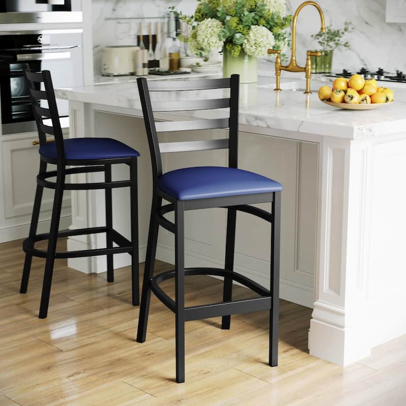 Ladder Back Metal Restaurant Barstool - 17"W x 18"D x 42.25"H