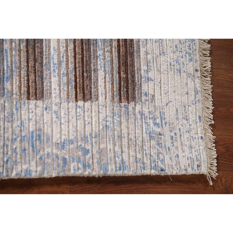 Striped Abstract Accent Rug Wool Carpet - 3'11"x 6'0"