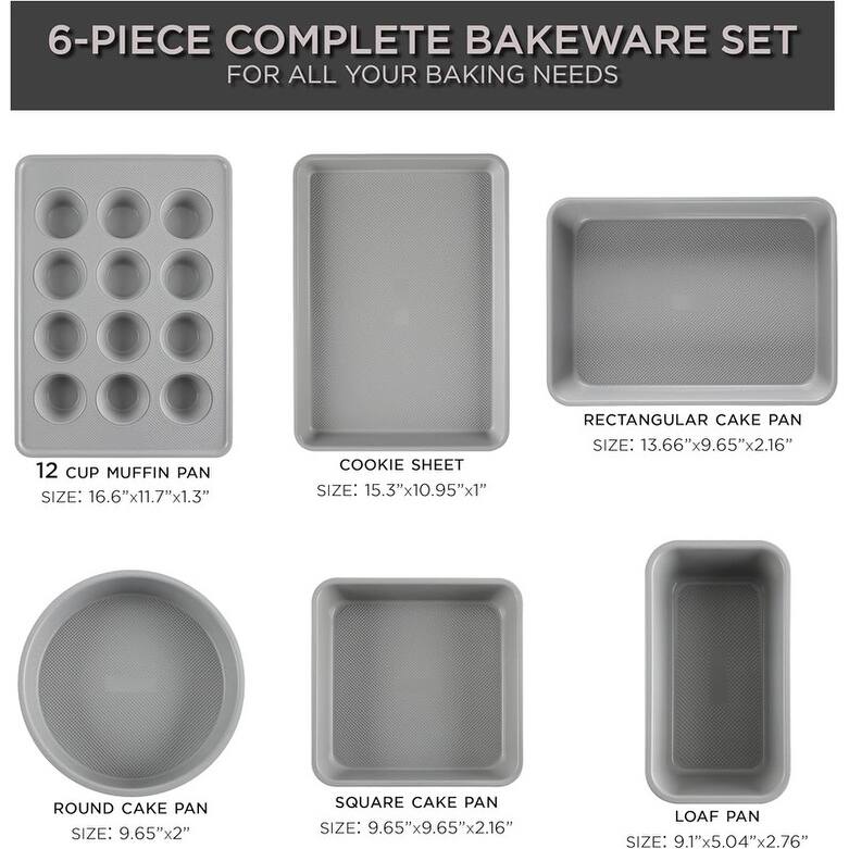 Country Kitchen Nonstick Heavy Duty Stackable Bakeware Set - Durable, Easy Release Baking Set, 6 Pcs