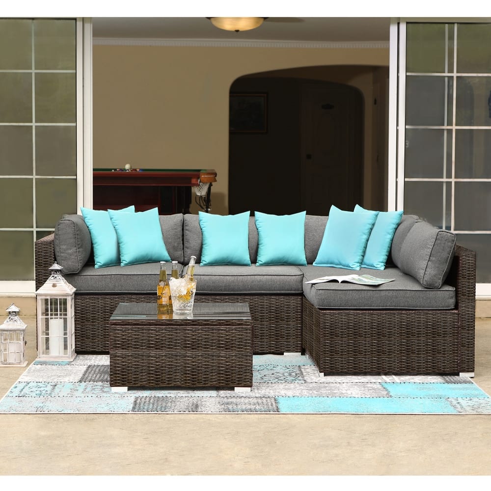 Cosiest 5-piece Outdoor Patio Wicker Furniture Set with Coffee Table
