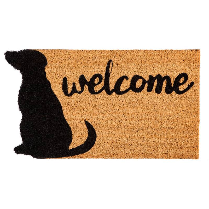 28 in. x 16 in. Dog Welcome Shaped Coir Mat