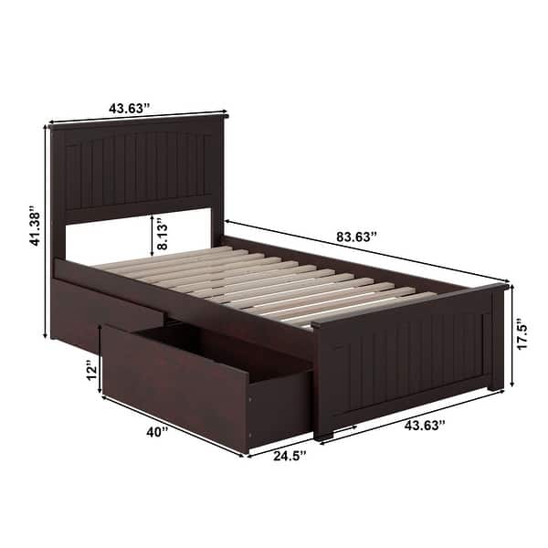 Nantucket Twin XL Platform Bed with Matching Footboard with 2 Drawers