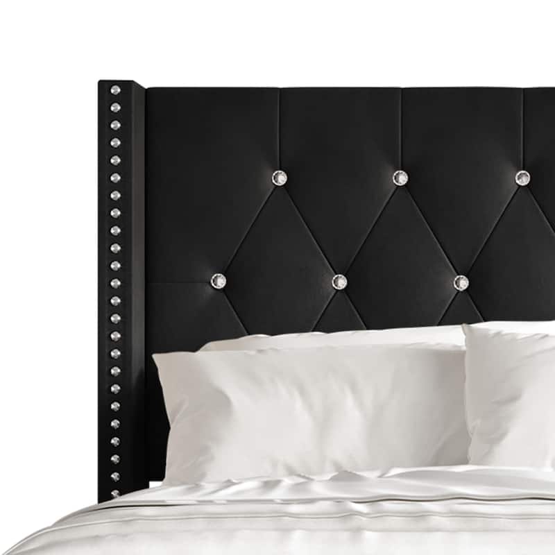 CraftPorch Glam Button Tufted Wingback Upholstered Bed