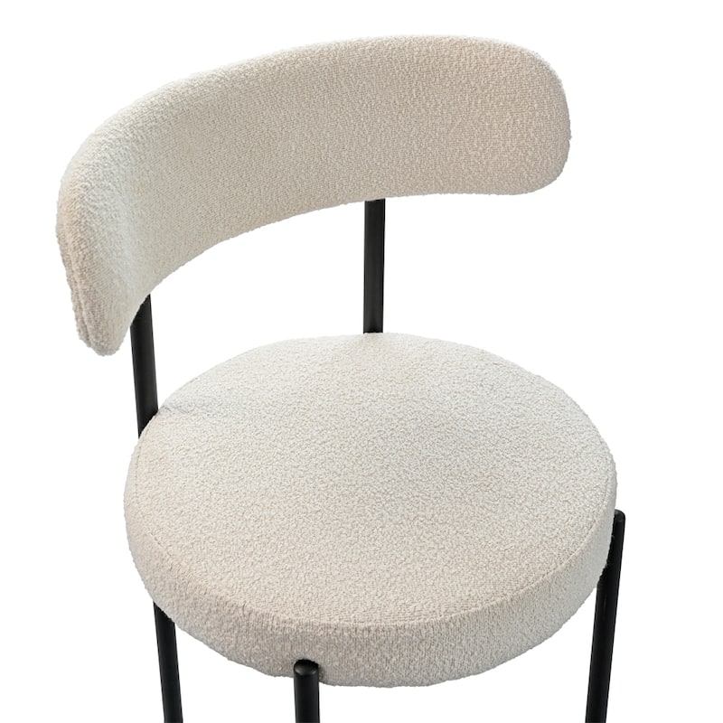 Boucle Dining Chairs,Mid-Century Modern Curved Backrest Chair,2 PCS