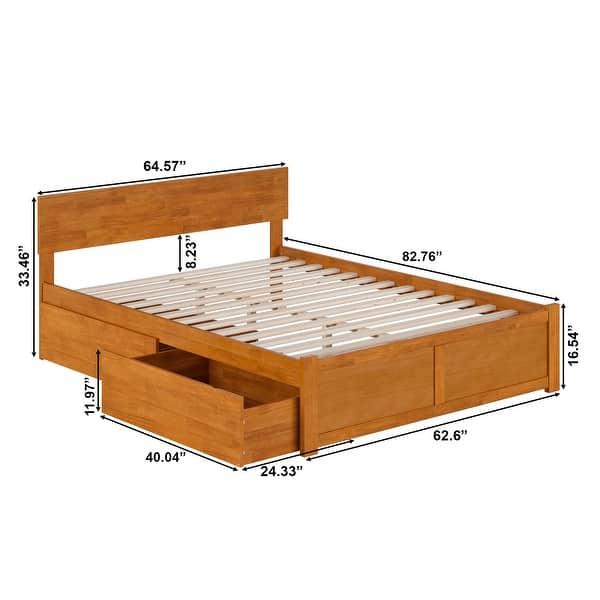 dimension image slide 5 of 6, Orlando Platform Bed with Footboard and Storage Drawers