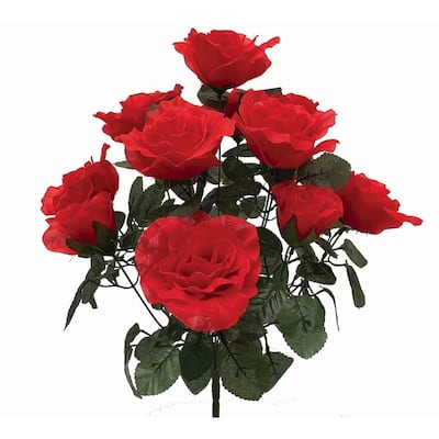 Red Victoria Roses Bush Artificial Flowers