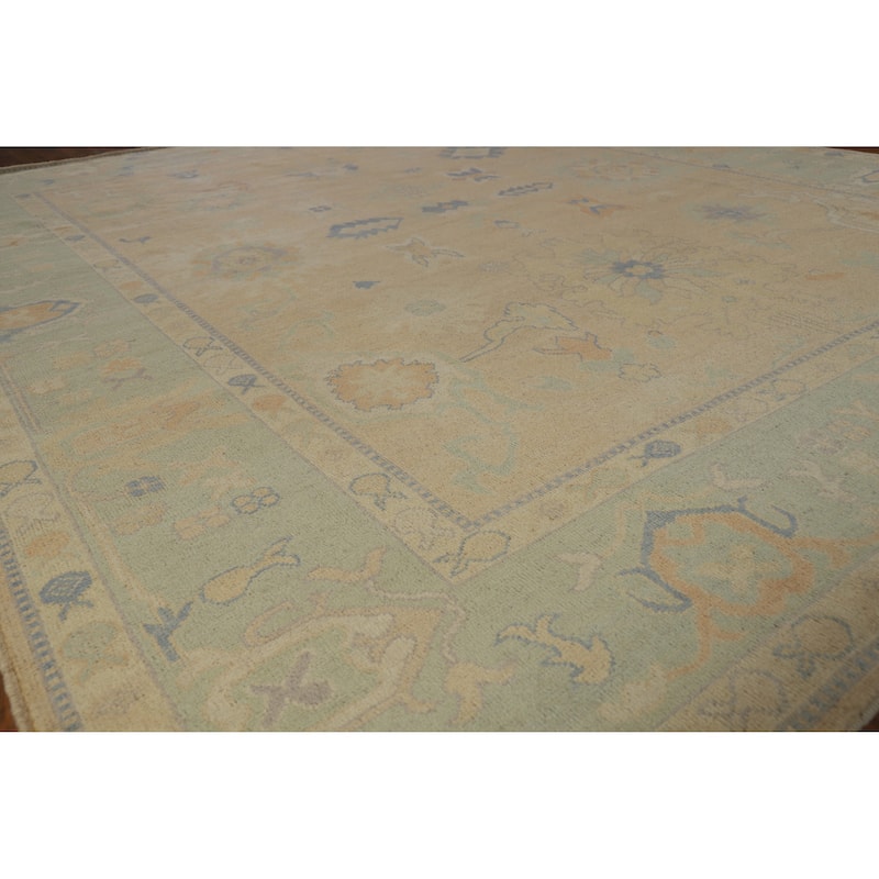 Hand Knotted Oriental 100% Wool Carpet Transitional All-Over Peach Oushak Area Rug - 10' 0'' X 8' 4''
