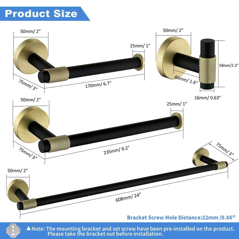 4-Piece Bath Hardware Set Towel Holder Set Toilet Paper Holder Set