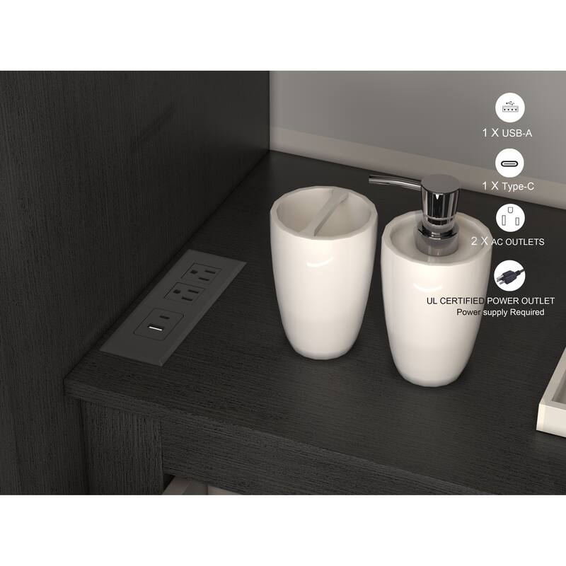 Milano 30" Freestanding Bathroom Vanity with Black Acrylic Sink