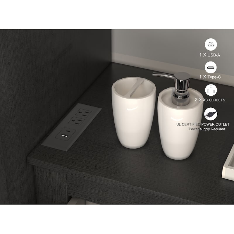 Milano 36" Freestanding Bathroom Vanity with Black Acrylic Sink