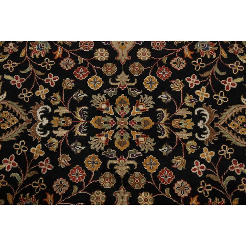 Vegetable Dye Floral Kashan Wool Area Rug Hand-knotted Oriental Carpet - 7'10" x 9'10"