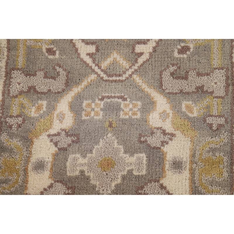 Grey Oushak Runner Rug Hand-Knotted Transitional Wool Carpet - 2'6"x 9'9"