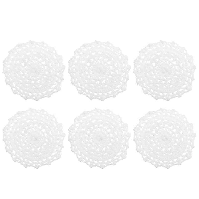 Fabric Coasters, 6pcs 4" - Cotton Woven Crochet Doilies with Floral - 100mm