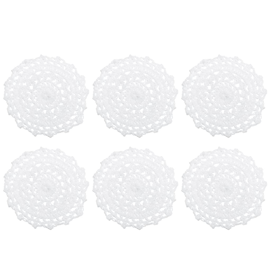 Fabric Coasters, 6pcs 4" - Cotton Woven Crochet Doilies with Floral - 100mm