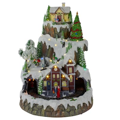 17" LED Lighted and Animated Christmas Village with Moving Train