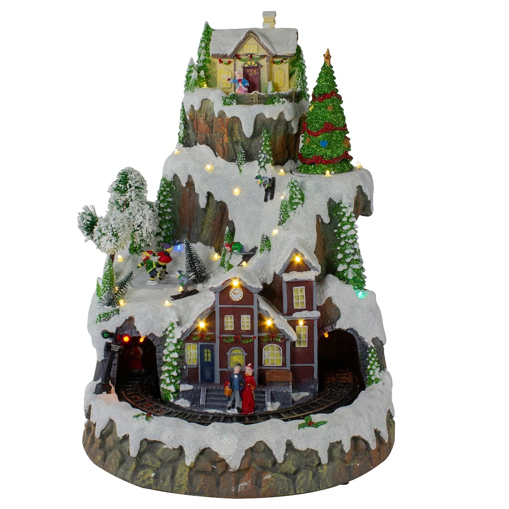 17" LED Lighted and Animated Christmas Village with Moving Train