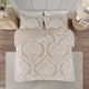 Madison Park Aeriela Tufted Cotton Chenille Damask Duvet Cover Set - Taupe - Full - Queen