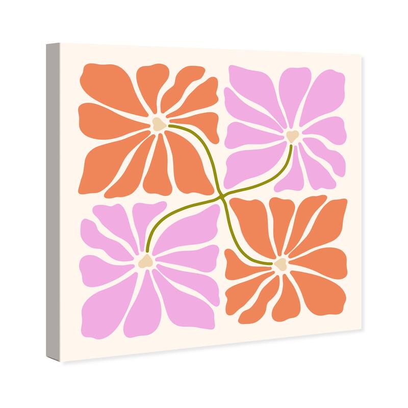 Wynwood Studio Canvas Floral and Botanical Flowers Opposite Orange Modern & Contemporary Wall Art Canvas Print