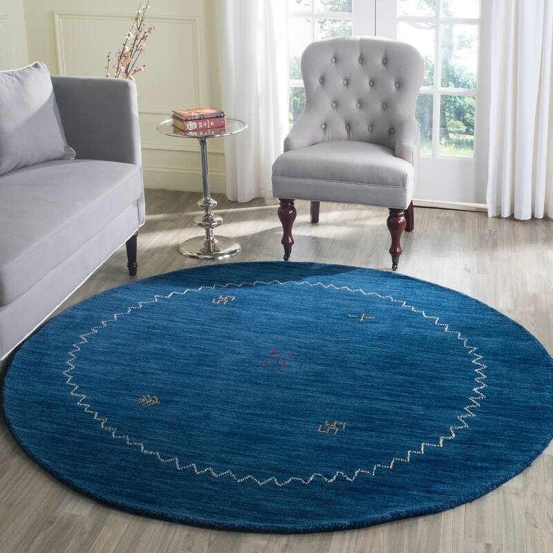 SAFAVIEH Handmade Himalaya Blue Wool Gabbeh Runner Rug - 6' x 6' Round - Blue