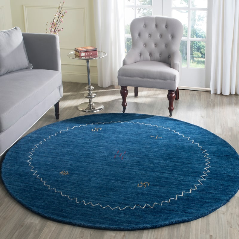 SAFAVIEH Handmade Himalaya Karly Modern Wool Rug - 8' Round - Blue - Round