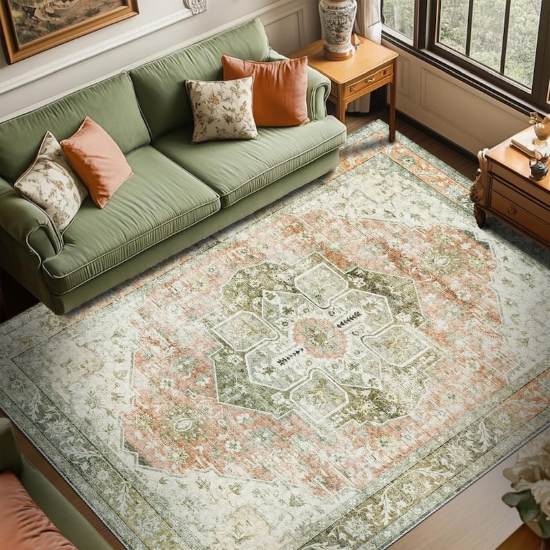 Bohemian Faux Cashmere Rug - 8' x 10' - Orange