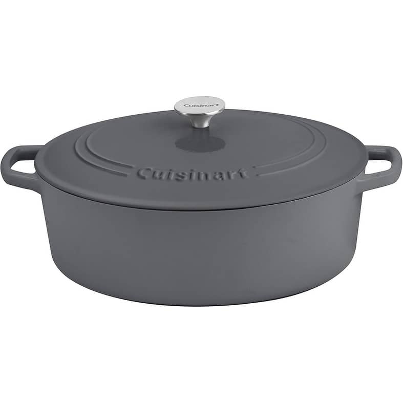 Cuisinart Chef's Classic 7-Quart, Enameled Cast Iron Oval Covered Casserole - Dark Grey