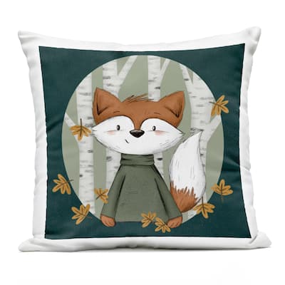 Stupell Autumnal Fox & Birch Trees Printed Outdoor Throw Pillow Design by Sarah Hickman