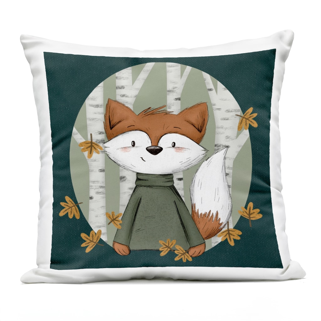 Stupell Autumnal Fox & Birch Trees Printed Outdoor Throw Pillow Design by Sarah Hickman