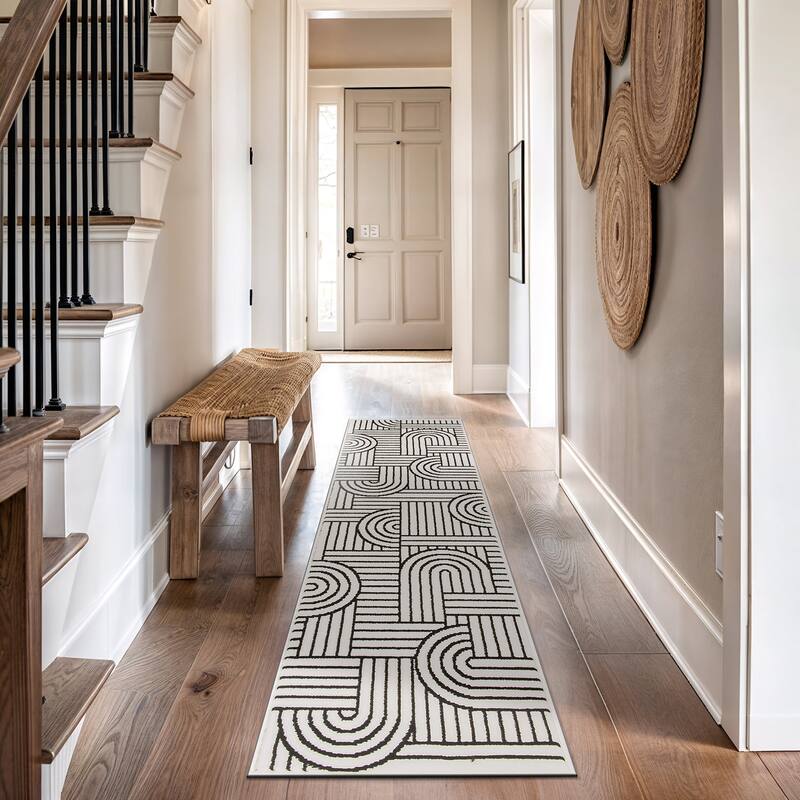 World Rug Gallery Contemporary Stripe Arch Design Area Rug