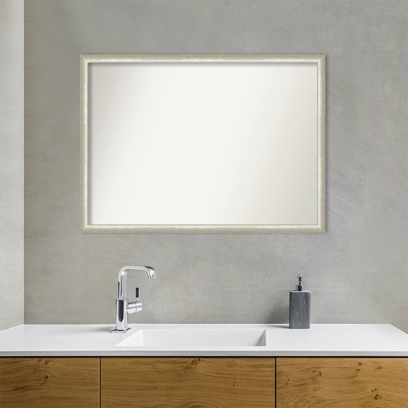 Two Tone Non-Beveled Wood Framed Bathroom Vanity Wall Mirror